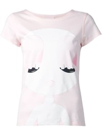 Женская розовая футболка с круглым вырезом с принтом от Courreges