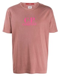 Мужская розовая футболка с круглым вырезом с принтом от CP Company
