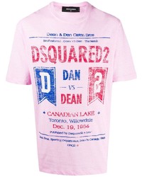 Мужская розовая футболка с круглым вырезом с принтом от DSQUARED2