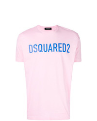 Мужская розовая футболка с круглым вырезом с принтом от DSQUARED2