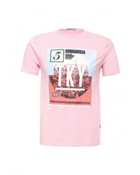 Мужская розовая футболка с круглым вырезом с принтом от F5