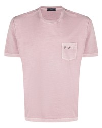 Мужская розовая футболка с круглым вырезом с принтом от Fay