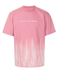 Мужская розовая футболка с круглым вырезом с принтом от Feng Chen Wang