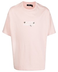 Мужская розовая футболка с круглым вырезом с принтом от FIVE CM