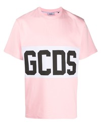 Мужская розовая футболка с круглым вырезом с принтом от Gcds