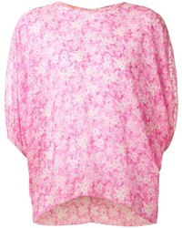 Женская розовая футболка с круглым вырезом с принтом от Giambattista Valli
