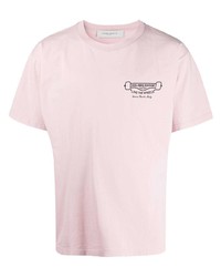 Мужская розовая футболка с круглым вырезом с принтом от Golden Goose