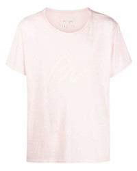 Мужская розовая футболка с круглым вырезом с принтом от Greg Lauren