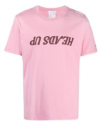 Мужская розовая футболка с круглым вырезом с принтом от Helmut Lang