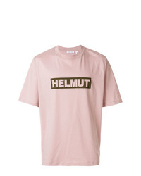 Мужская розовая футболка с круглым вырезом с принтом от Helmut Lang
