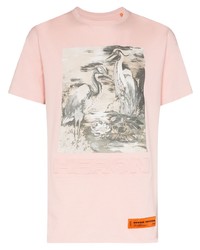 Мужская розовая футболка с круглым вырезом с принтом от Heron Preston