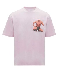 Мужская розовая футболка с круглым вырезом с принтом от JW Anderson