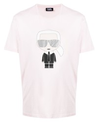 Мужская розовая футболка с круглым вырезом с принтом от Karl Lagerfeld