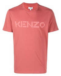 Мужская розовая футболка с круглым вырезом с принтом от Kenzo