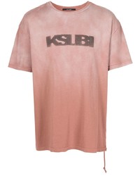Мужская розовая футболка с круглым вырезом с принтом от Ksubi