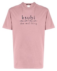 Мужская розовая футболка с круглым вырезом с принтом от Ksubi