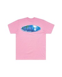 Мужская розовая футболка с круглым вырезом с принтом от Supreme