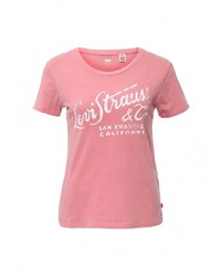 Женская розовая футболка с круглым вырезом с принтом от Levi's