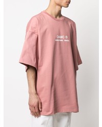 Мужская розовая футболка с круглым вырезом с принтом от Oamc