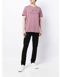 Мужская розовая футболка с круглым вырезом с принтом от Armani Exchange