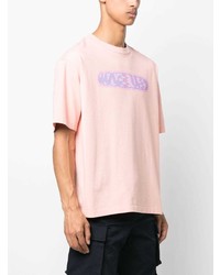 Мужская розовая футболка с круглым вырезом с принтом от Ambush