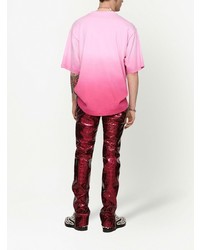 Мужская розовая футболка с круглым вырезом с принтом от Dolce & Gabbana