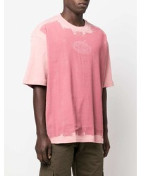 Мужская розовая футболка с круглым вырезом с принтом от Diesel