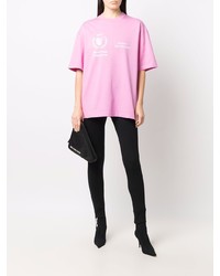 Мужская розовая футболка с круглым вырезом с принтом от Balenciaga