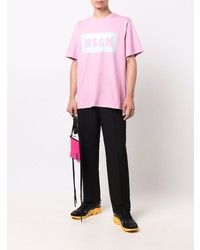 Мужская розовая футболка с круглым вырезом с принтом от MSGM