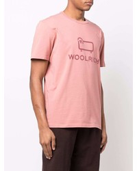 Мужская розовая футболка с круглым вырезом с принтом от Woolrich