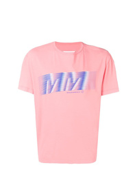 Мужская розовая футболка с круглым вырезом с принтом от Maison Margiela