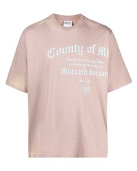 Мужская розовая футболка с круглым вырезом с принтом от Marcelo Burlon County of Milan