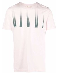 Мужская розовая футболка с круглым вырезом с принтом от Marni