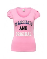 Женская розовая футболка с круглым вырезом с принтом от Marshall Original