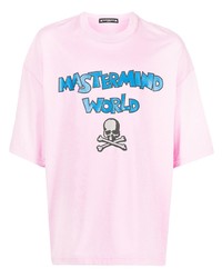 Мужская розовая футболка с круглым вырезом с принтом от Mastermind World