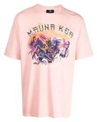 Мужская розовая футболка с круглым вырезом с принтом от Mauna Kea