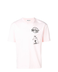 Мужская розовая футболка с круглым вырезом с принтом от McQ Alexander McQueen