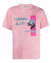 Мужская розовая футболка с круглым вырезом с принтом от Misbhv