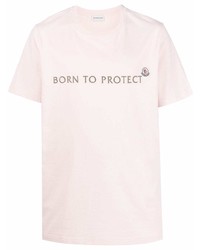 Мужская розовая футболка с круглым вырезом с принтом от Moncler