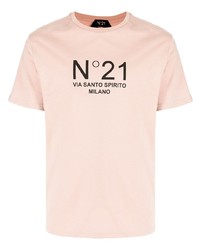 Мужская розовая футболка с круглым вырезом с принтом от N°21