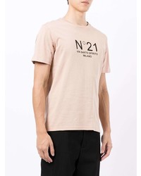 Мужская розовая футболка с круглым вырезом с принтом от N°21