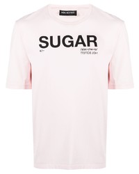 Мужская розовая футболка с круглым вырезом с принтом от Neil Barrett