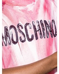 Мужская розовая футболка с круглым вырезом с принтом от Moschino