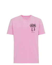 Мужская розовая футболка с круглым вырезом с принтом от Palm Angels