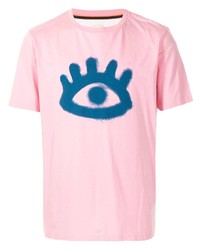 Мужская розовая футболка с круглым вырезом с принтом от Paul Smith