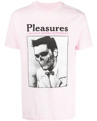 Мужская розовая футболка с круглым вырезом с принтом от Pleasures