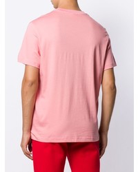 Мужская розовая футболка с круглым вырезом с принтом от Lacoste