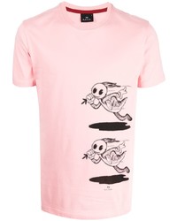 Мужская розовая футболка с круглым вырезом с принтом от PS Paul Smith