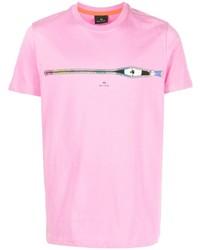 Мужская розовая футболка с круглым вырезом с принтом от PS Paul Smith