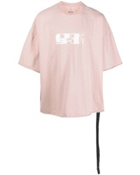 Мужская розовая футболка с круглым вырезом с принтом от Rick Owens DRKSHDW